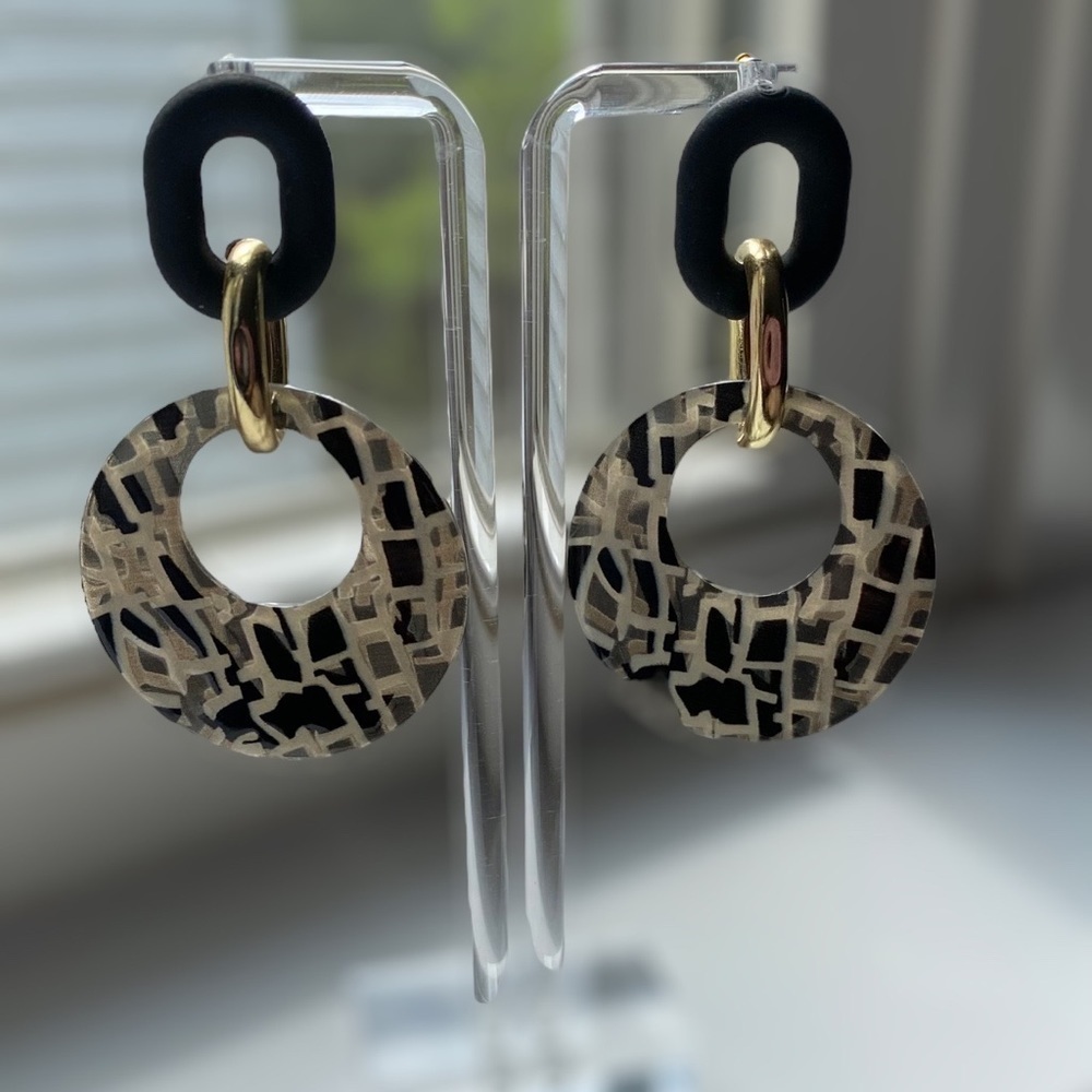 Black, White and Gold Earrings​​​​​​​​